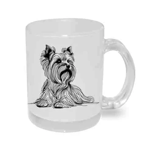 Hrnek skleněný MATNÝ 330 ml A+ barevný gradient *YORKSHIRE TERRIER*