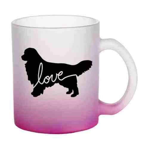 Hrnek skleněný MATNÝ 330 ml A+ barevný gradient *ZLATÝ RETRIEVER*