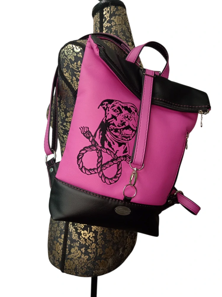 Peštovka - překlápěcí batoh Lucas LIMITED *černo-růžový*