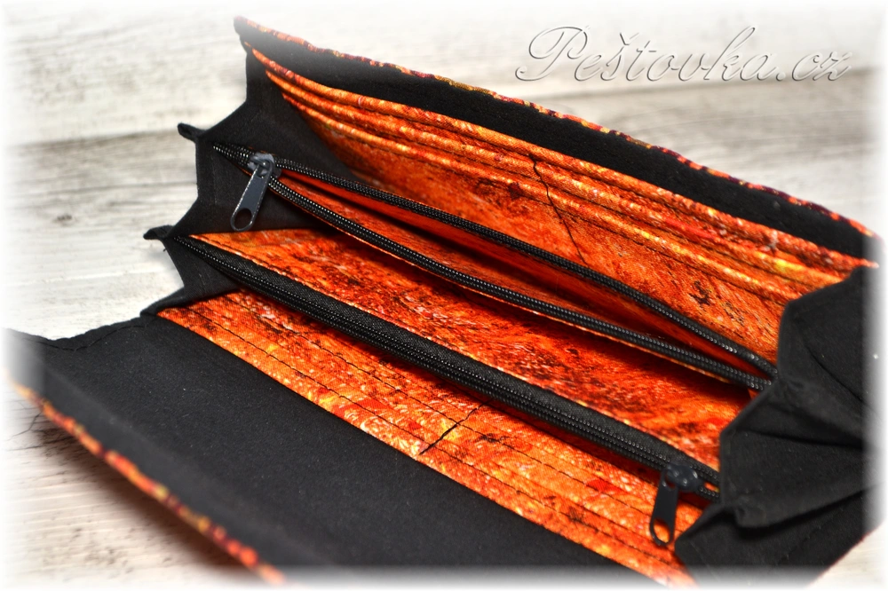 Peštovka Dámská peněženka ručně šitá *oranžový zlatotisk*