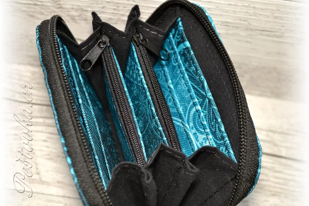 Peštovka Malá zipová peněženka *abstrakce tyrkysová*