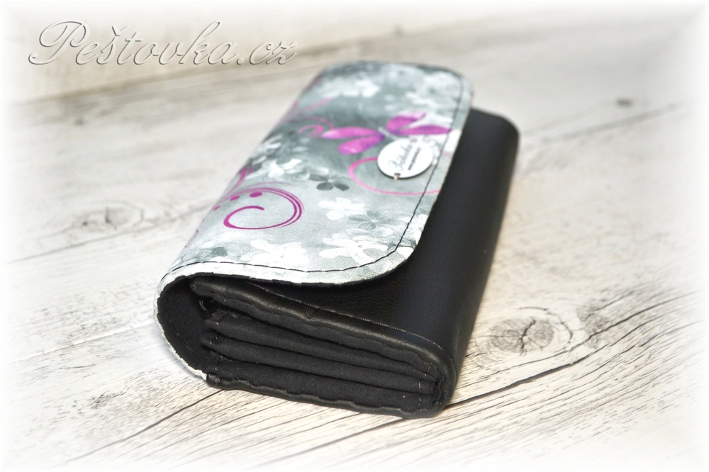 Peštovka Dámská elegantní peněženka *růžové vážky na šedé*