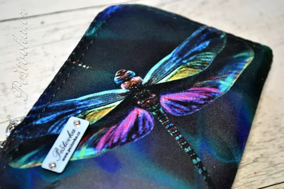 Peštovka Zipová peněženka vážky tmavomodré