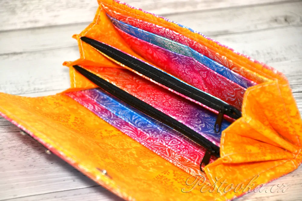 Peštovka Dámská elegantní peněženka *žlutorůžová duhovka*