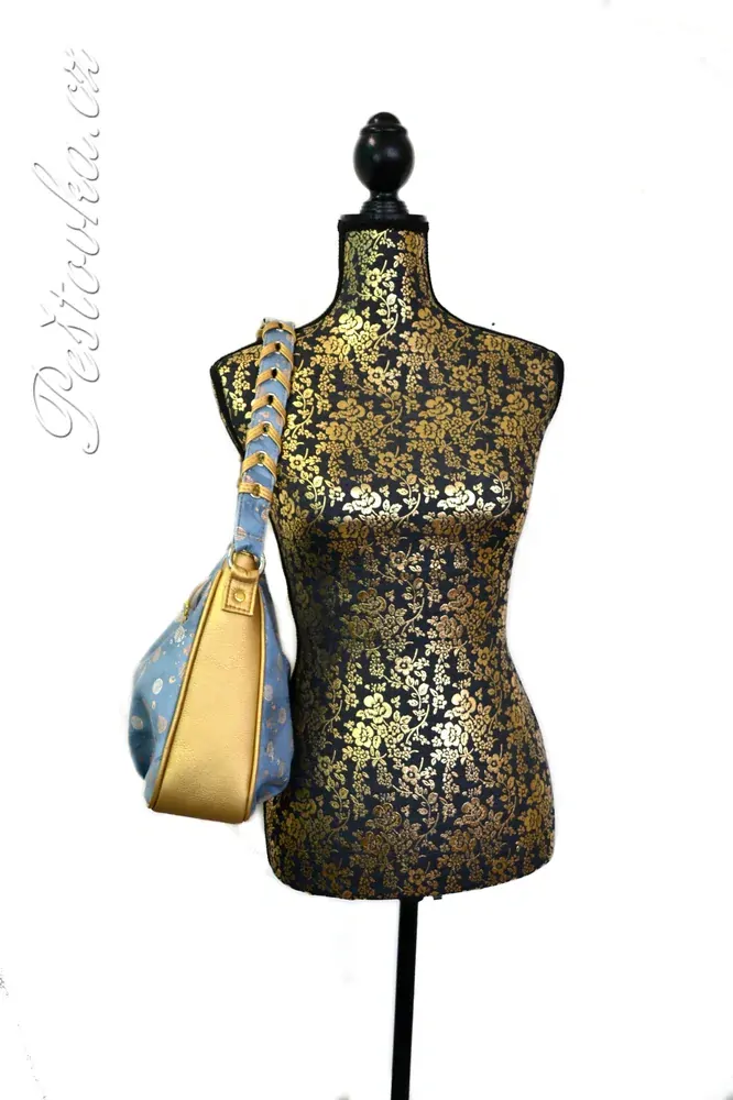 Peštovka kabelka Paulette *modro-zlatá*