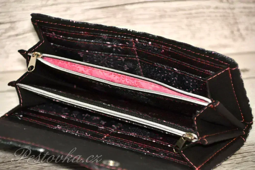 Peštovka Dámská elegantní peněženka *šedo-růžové mandaly*