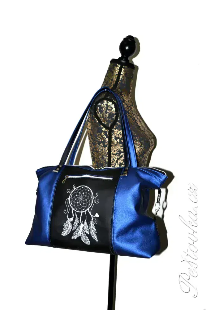 Peštovka - kabelka ANTONELLA *modro-černá s lapačem*