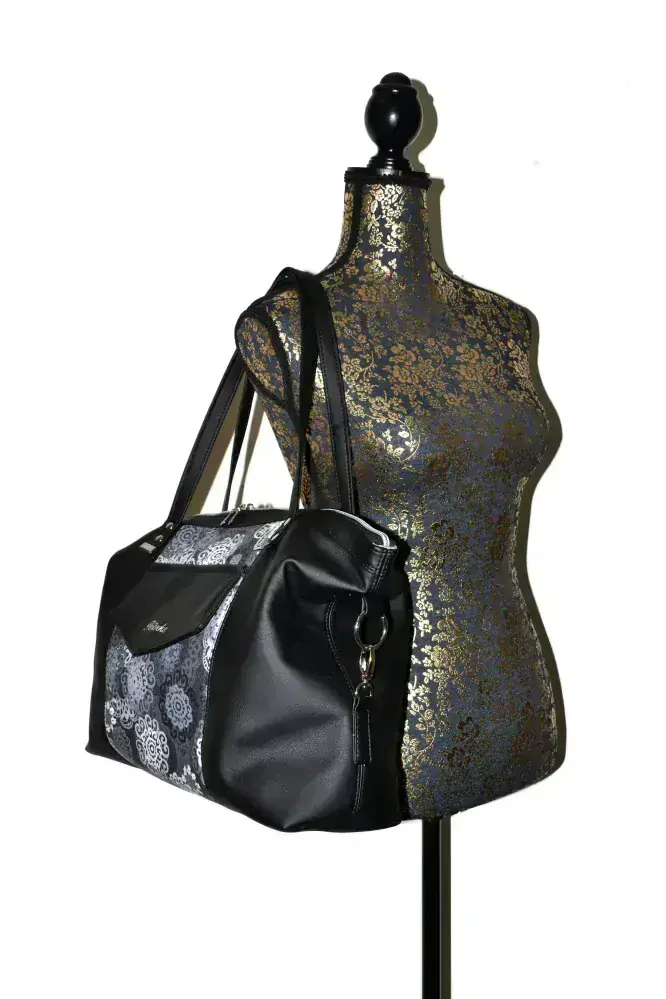Peštovka - kabelka ANTONELLA *černo-šedá s mandalami*