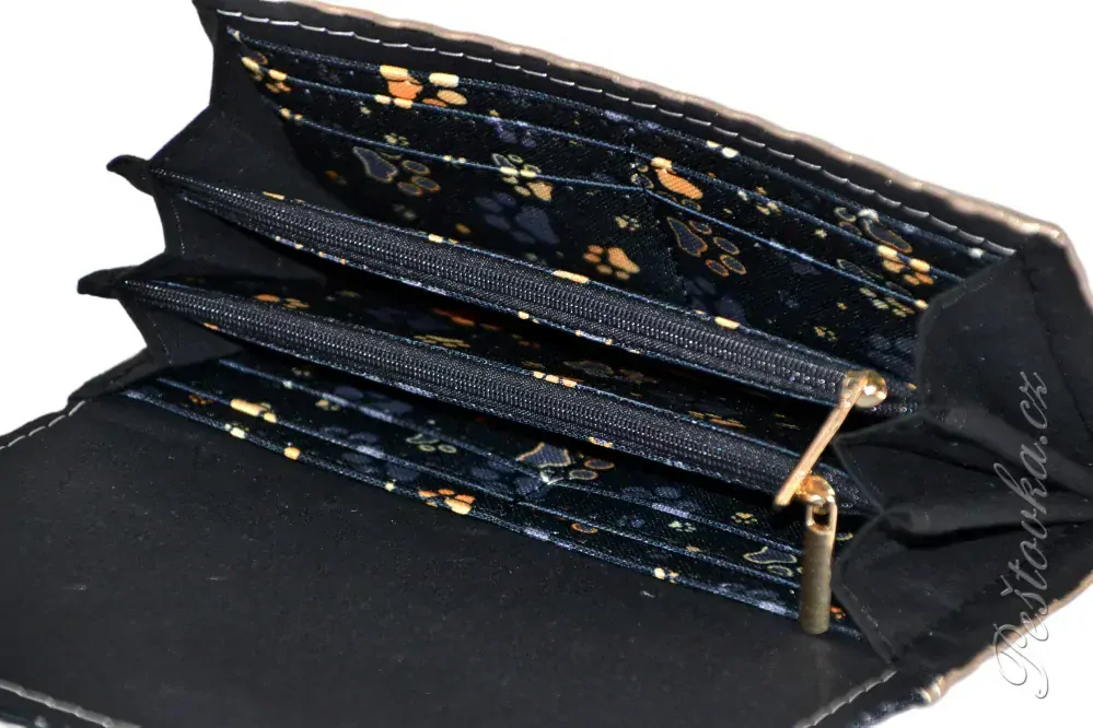 Peštovka Dámská peněženka *zlatošedé tlapky* se zlatou