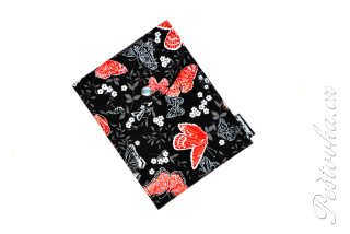 Peštovka - obal na očkovák - kapsička *černo-červená s motýlky*