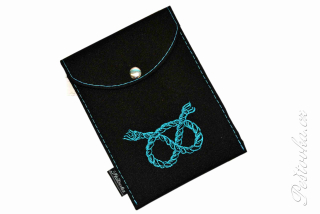 Peštovka - obal na očkovák - kapsička *černý s modrým provázkem*