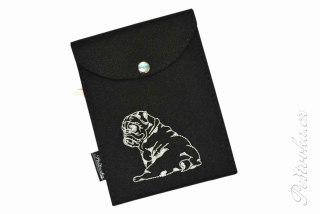 Peštovka - obal na očkovák - kapsička *černý s mopsem*