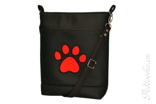 Peštovka - crossbody kabelka s tlapkou *černá s červenou*