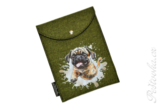 Peštovka - obal na očkovák - kapsička *mops* zelený