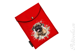 Peštovka - obal na očkovák - kapsička *mops* červený