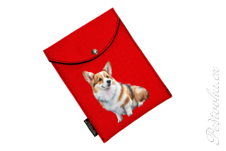Peštovka - obal na očkovák - kapsička *Welsh Corgi* červený