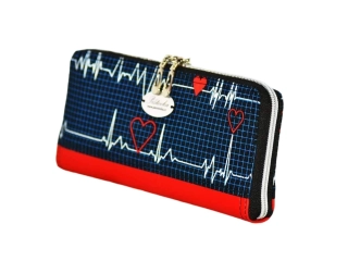 Peštovka Zipová peněženka EKG + červená koženka*