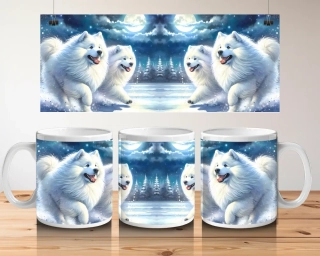 Hrnek bílý  330 ml *watercolor SAMOYED2*