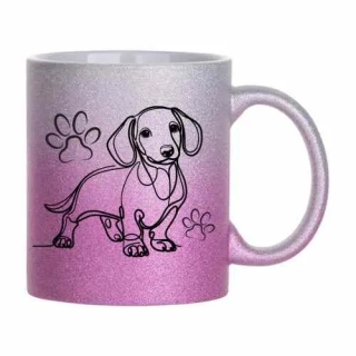 Hrnek třpytivý 330 ml A+ *JEZEVČÍK*