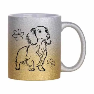 Hrnek třpytivý 330 ml A+ *JEZEVČÍK DLOUHOSRSTÝ*