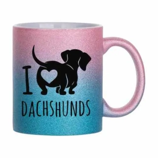 Hrnek třpytivý 330 ml A+ *I LOVE DACHSHUND*