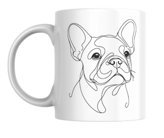 Hrnek bílý  330 ml LineArt *francouzský buldoček*