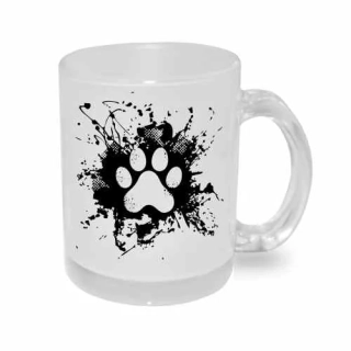 Hrnek skleněný MATNÝ 330 ml A+ *Dog Paw Splash*