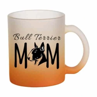 Hrnek skleněný MATNÝ 330 ml A+ barevný gradient *BULLTERIER MAM*