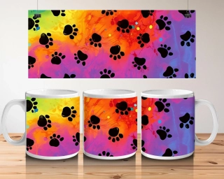 Hrnek bílý  330 ml *TLAPKY NA DUHOVÉ 3D* 