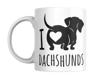 Hrnek bílý  330 ml *I LOVE DACHSHUNDS* 