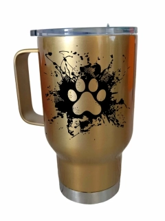 Peštovka Cestovní hrnek 450ml zlatý *Dog Paw Splash*