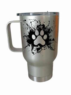 Peštovka Cestovní hrnek 450ml stříbrný *Dog Paw Splash*