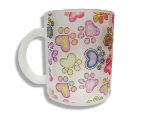 Hrnek skleněný MATNÝ 330 ml A+ *TLAPKY*