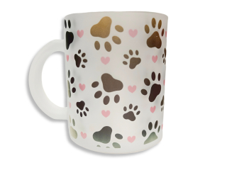 Hrnek skleněný MATNÝ 330 ml A+ *TLAPKY*