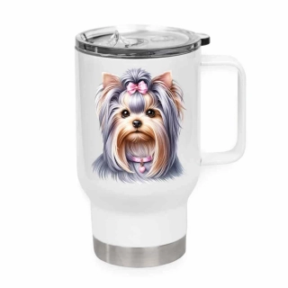 Peštovka Cestovní hrnek 450ml bílý *YORKSHIRE TERRIER*