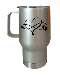 Peštovka Cestovní hrnek 450ml stříbrný *PawInfinityBaby*
