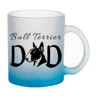 Hrnek skleněný MATNÝ 330 ml A+ barevný gradient *BULLTERIER DAD*