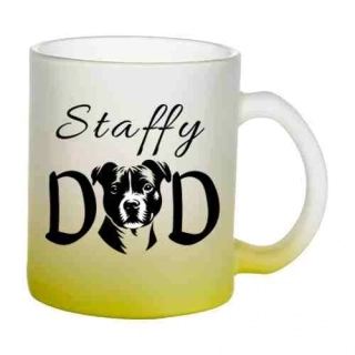 Hrnek skleněný MATNÝ 330 ml A+ barevný gradient *STAFFY DAD*