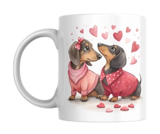 Hrnek bílý  330 ml *Valentýn - Jezevčík*