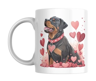 Hrnek bílý  330 ml *Valentýn - rottweiler*