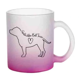 Hrnek skleněný MATNÝ 330 ml A+ barevný gradient *SBT kontura*