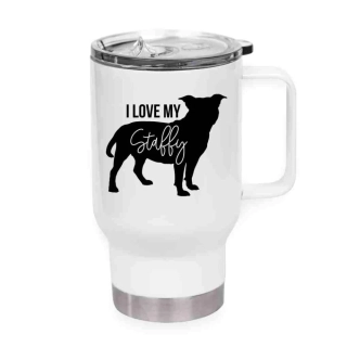 Peštovka Cestovní hrnek 450ml bílý *I LOVE MY STAFFY*
