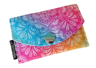 Peštovka - kapsička na karty *žlutorůžová duhovka* 