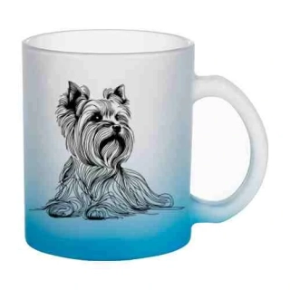 Hrnek skleněný MATNÝ 330 ml A+ barevný gradient *YORKSHIRE TERRIER*