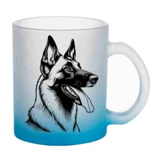 Hrnek skleněný MATNÝ 330 ml A+ barevný gradient *BELGIAN MALINOIS*