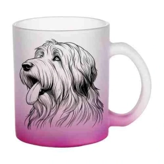 Hrnek skleněný MATNÝ 330 ml A+ barevný gradient *BEARDED KOLIE*