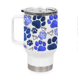 Peštovka Cestovní hrnek 450ml *3D TLAPKY modré*