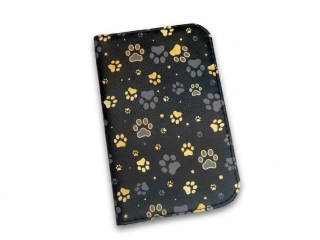 Peštovka Koženkový obal na očkovací průkaz *ZLATO-ŠEDÉ TLAPKY*