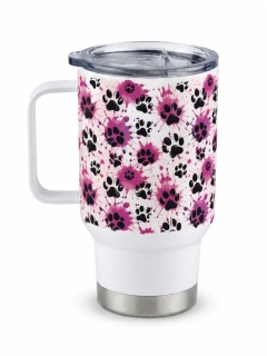Peštovka Cestovní hrnek 450ml *SPLASH TLAPKY růžové*