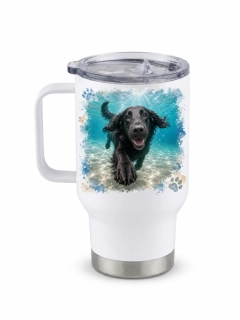 Peštovka Cestovní hrnek 450ml *BUBBLE DOG - FLAT-COATED RETRIEVER*